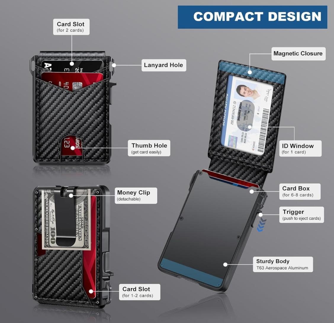 Aluminum RFID Blocking Minimalist Wallet for Men