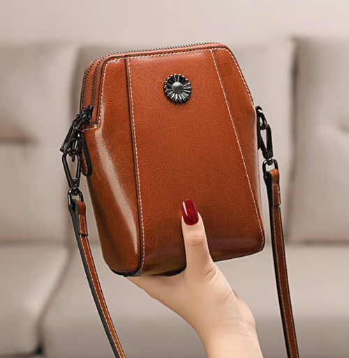 Women's soft leather mobile phone bag messenger bag