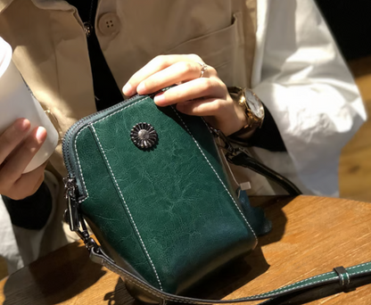 Women's soft leather mobile phone bag messenger bag