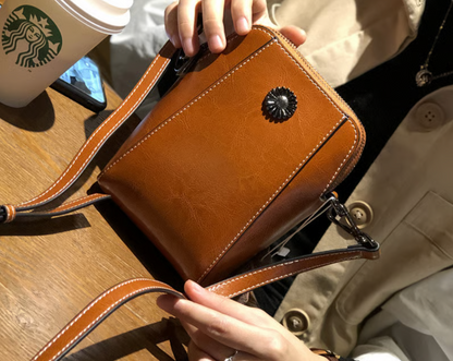 Women's soft leather mobile phone bag messenger bag