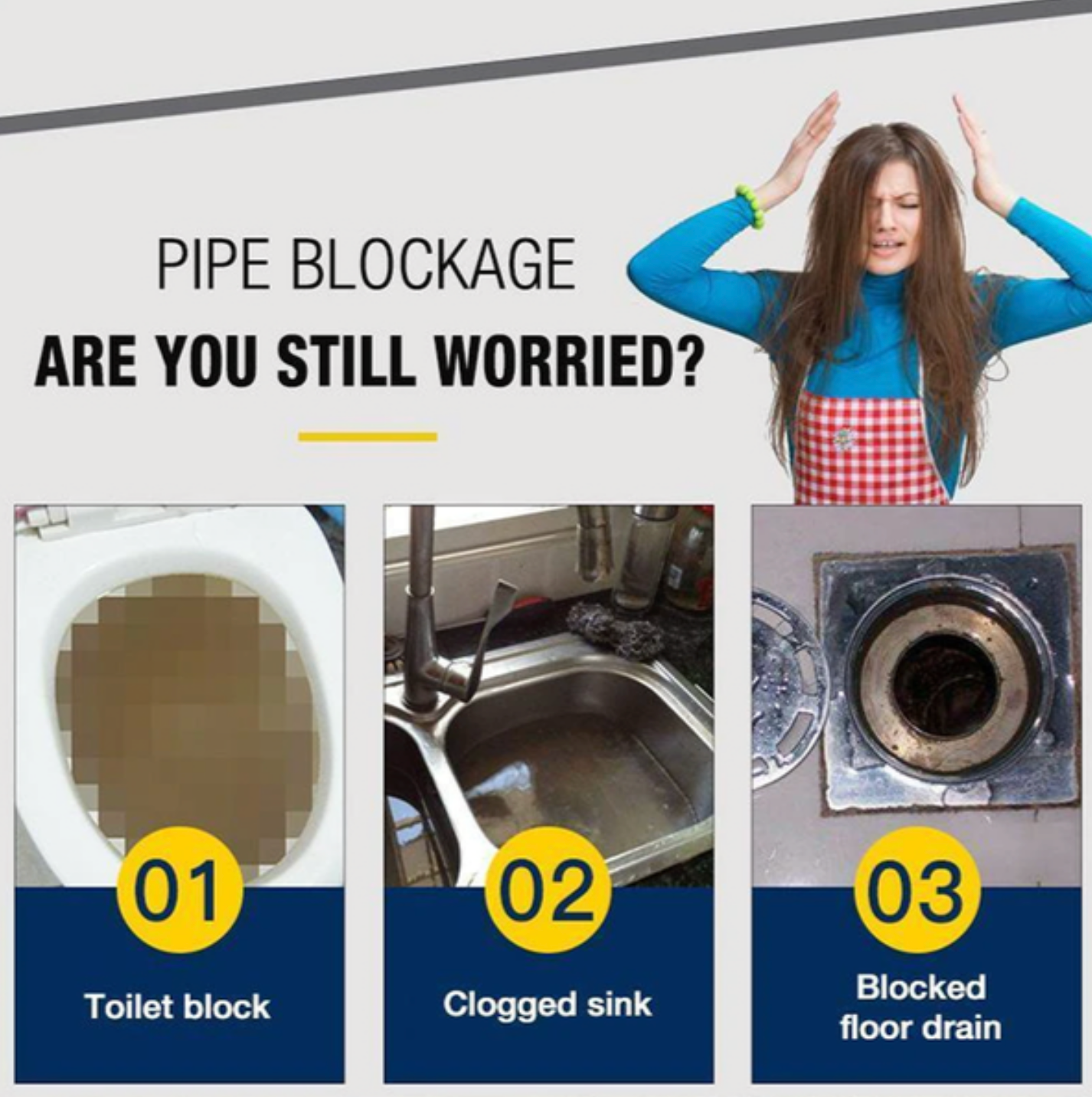 Sink & Drain Cleaner Powder, Powerful Pipe Unclogging Drain Cleaner for Kitchen Sinks, Bathrooms, and Washbasins