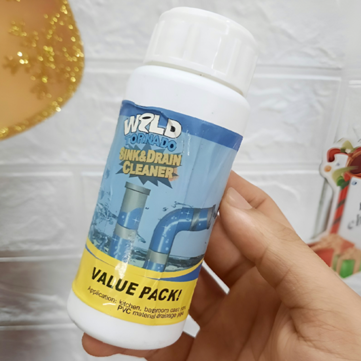 Sink & Drain Cleaner Powder, Powerful Pipe Unclogging Drain Cleaner for Kitchen Sinks, Bathrooms, and Washbasins