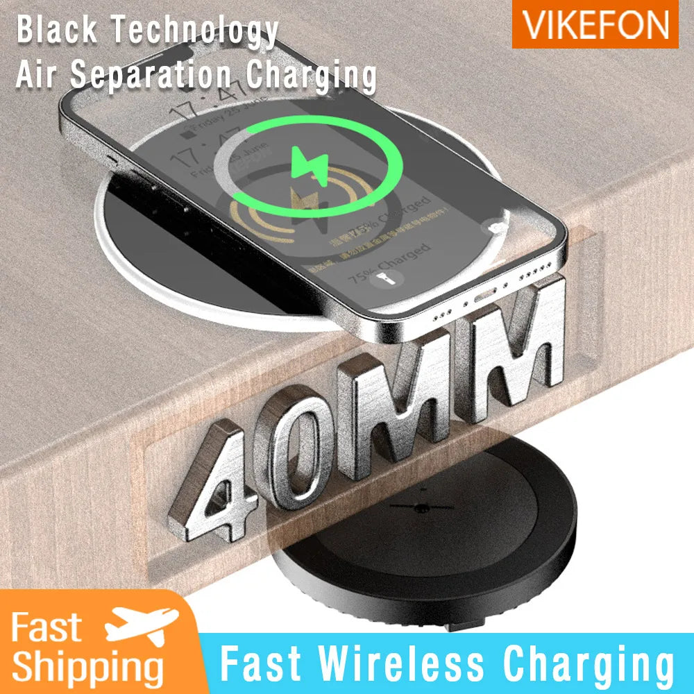 Under Desk Wireless Charger - 15W Fast Charging