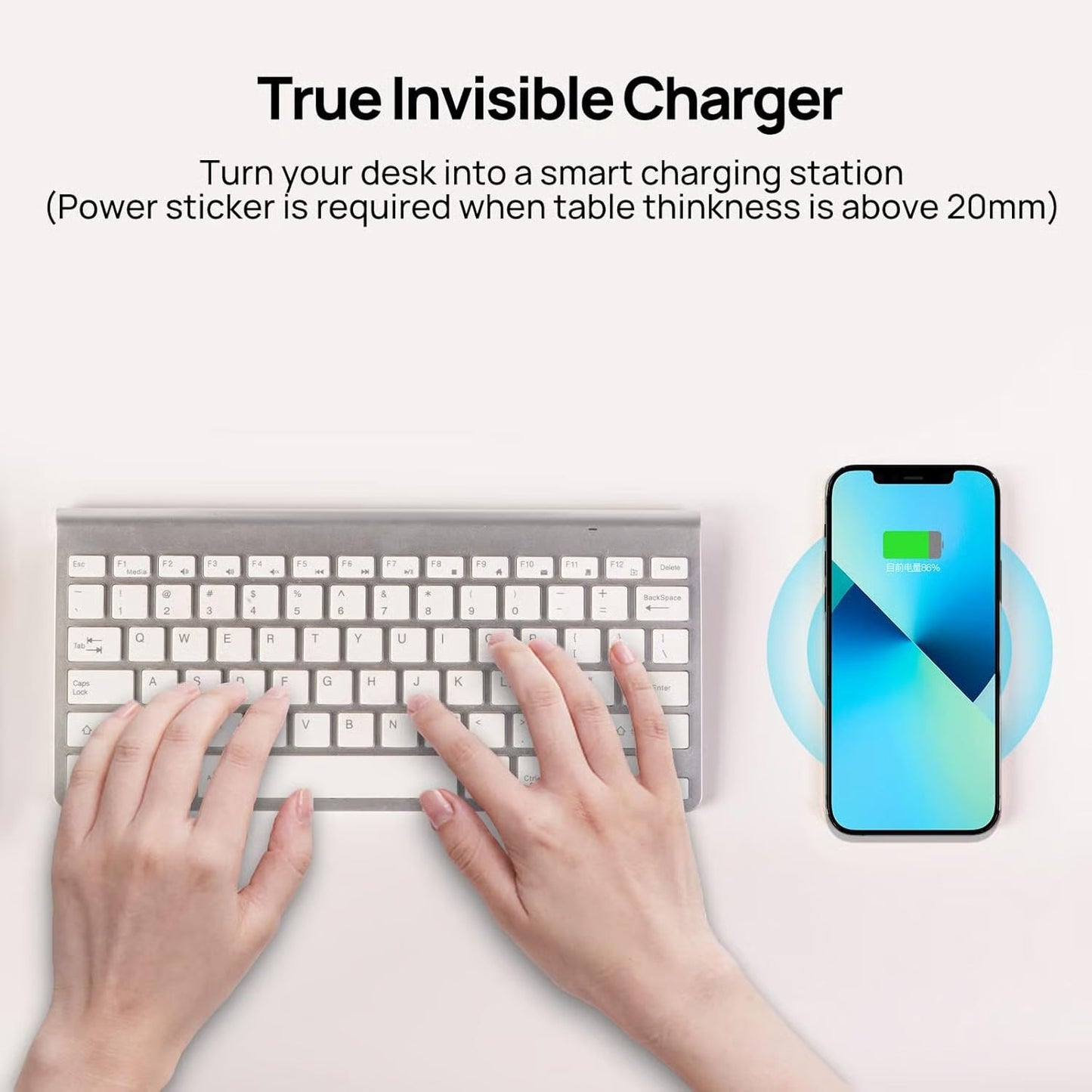 Under Desk Wireless Charger - 15W Fast Charging